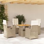 Set mobilier de grădină cu perne, 5 piese, bej, poliratan GartenMobel Dekor