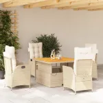 Set mobilier de grădină cu perne, 5 piese, bej, poliratan GartenMobel Dekor