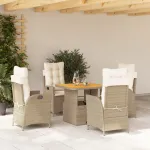 Set mobilier de grădină cu perne, 5 piese, bej, poliratan GartenMobel Dekor