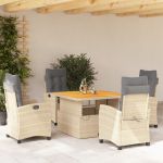 Set mobilier de grădină cu perne, 5 piese, bej, poliratan GartenMobel Dekor