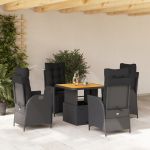 Set mobilier de grădină cu perne, 5 piese, negru, poliratan GartenMobel Dekor