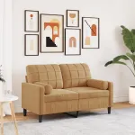 Canapea cu 2 locuri cu pernuțe, maro, 120 cm, catifea GartenMobel Dekor