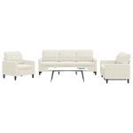 Set de canapele cu perne, 3 piese, crem, catifea GartenMobel Dekor