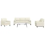 Set de canapele cu perne/rulouri, 3 piese, crem, catifea GartenMobel Dekor