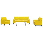 Set de canapele cu perne/rulouri, 3 piese, galben, catifea GartenMobel Dekor
