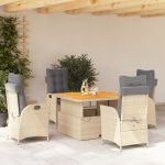 Set mobilier de grădină cu perne, 5 piese, bej, poliratan GartenMobel Dekor