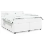 Pat box spring cu saltea, alb, 180x200 cm, piele ecologică GartenMobel Dekor