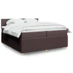 Pat box spring cu saltea, maro închis, 200x200 cm, textil GartenMobel Dekor