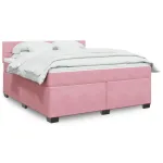Pat box spring cu saltea, roz, 180x200 cm, catifea GartenMobel Dekor