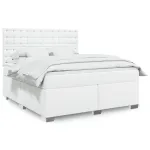 Pat box spring cu saltea, alb, 180x200 cm, piele ecologică GartenMobel Dekor