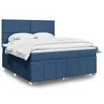 Pat box spring cu saltea, albastru, 180x200 cm, material textil GartenMobel Dekor