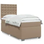 Pat box spring cu saltea, cappuccino, 80x200 cm piele ecologică GartenMobel Dekor