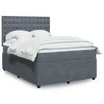 Pat box spring cu saltea, gri închis, 160x200 cm, catifea GartenMobel Dekor