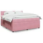 Pat box spring cu saltea, roz, 180x200 cm, catifea GartenMobel Dekor