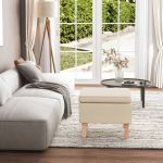 Scaun cu picioare din lemn, crem, material textil GartenMobel Dekor