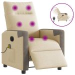 Fotoliu electric de masaj rabatabil, crem, textil GartenMobel Dekor