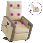 Fotoliu electric de masaj rabatabil cu ridicare, crem, textil GartenMobel Dekor