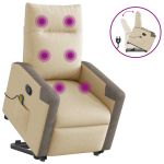 Fotoliu masaj rabatabil cu ridicare, crem, material textil GartenMobel Dekor