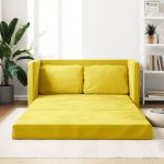 Canapea extensibilă 2 în 1 galben închis 122x204x55 cm catifea GartenMobel Dekor
