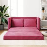 Canapea extensibilă de podea 2 în 1, roșu vin, 122x204x55 cm GartenMobel Dekor