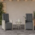 Scaun de grădină rabarabil cu suport picioare,2 buc., poliratan GartenMobel Dekor