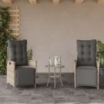 Scaun de grădină rabarabil cu suport picioare,2 buc., poliratan GartenMobel Dekor