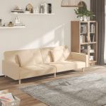 Canapea extensibilă cu 2 locuri, 2 perne, crem, textil GartenMobel Dekor