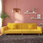 Canapea extensibilă cu 2 locuri, 2 perne, galben, textil GartenMobel Dekor