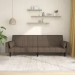 Canapea extensibilă cu 2 locuri, 2 perne, gri taupe, textil GartenMobel Dekor