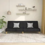 Canapea extensibilă cu 2 locuri, negru, material textil GartenMobel Dekor
