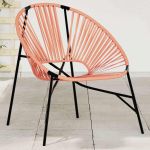 Scaun Ou de grădină Negru și Portocaliu Poly Rattan GartenMobel Dekor