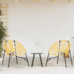 Set scaune de grădină 3 buc Poly Ratan negru și galben GartenMobel Dekor