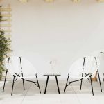 Set scaune de grădină 3 buc Poly Rattan alb și negru GartenMobel Dekor