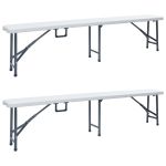 Bănci de grădină pliabile, 2 buc., alb, 180 cm, HDPE GartenMobel Dekor