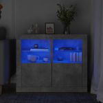 Dulapuri laterale cu lumini LED 2 buc. gri beton lemn prelucrat GartenMobel Dekor
