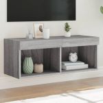 Comodă TV cu lumini LED, gri sonoma, 80x30x30 cm GartenMobel Dekor