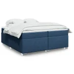 Pat box spring cu saltea, albastru, 200x200 cm, textil GartenMobel Dekor