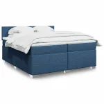 Pat box spring cu saltea, albastru, 200x200 cm, textil GartenMobel Dekor