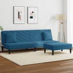 Set de canapele cu perne, 2 piese, albastru, catifea GartenMobel Dekor
