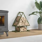Suport pentru lemne de foc Verde măsline Oțel laminat la rece GartenMobel Dekor