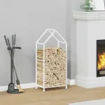 Suport pentru lemne de foc alb 40x25x90 cm Oțel laminat la rece GartenMobel Dekor