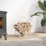 Suport pentru lemne de foc alb 50x25x50 cm Oțel laminat la rece GartenMobel Dekor
