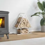 Suport pentru lemne de foc alb 50x25x60 cm Oțel laminat la rece GartenMobel Dekor