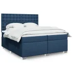 Pat box spring cu saltea, albastru, 200x200 cm, textil GartenMobel Dekor