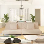 Canapea extensibilă cu 2 locuri, 2 perne, crem, textil GartenMobel Dekor