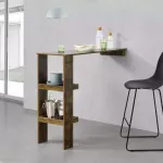 Masa tip Bar Solvesborg DH cu Efect de Lemn Nuanta Inchisa, Montabila pe Perete, Dimensiuni 120x45x106 cm, 2 Rafturi