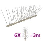Set bandă cu țepi antipăsări cu 4 rânduri, 6 buc., plastic, 3 m GartenMobel Dekor