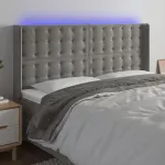 Tăblie de pat cu LED, gri deschis, 163x16x118/128 cm, catifea GartenMobel Dekor