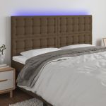 Tăblie de pat cu LED, maro închis, 160x5x118/128 cm, textil GartenMobel Dekor