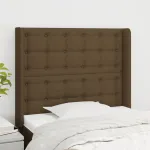 Tăblie de pat cu aripioare maro închis 83x16x118/128 cm textil GartenMobel Dekor